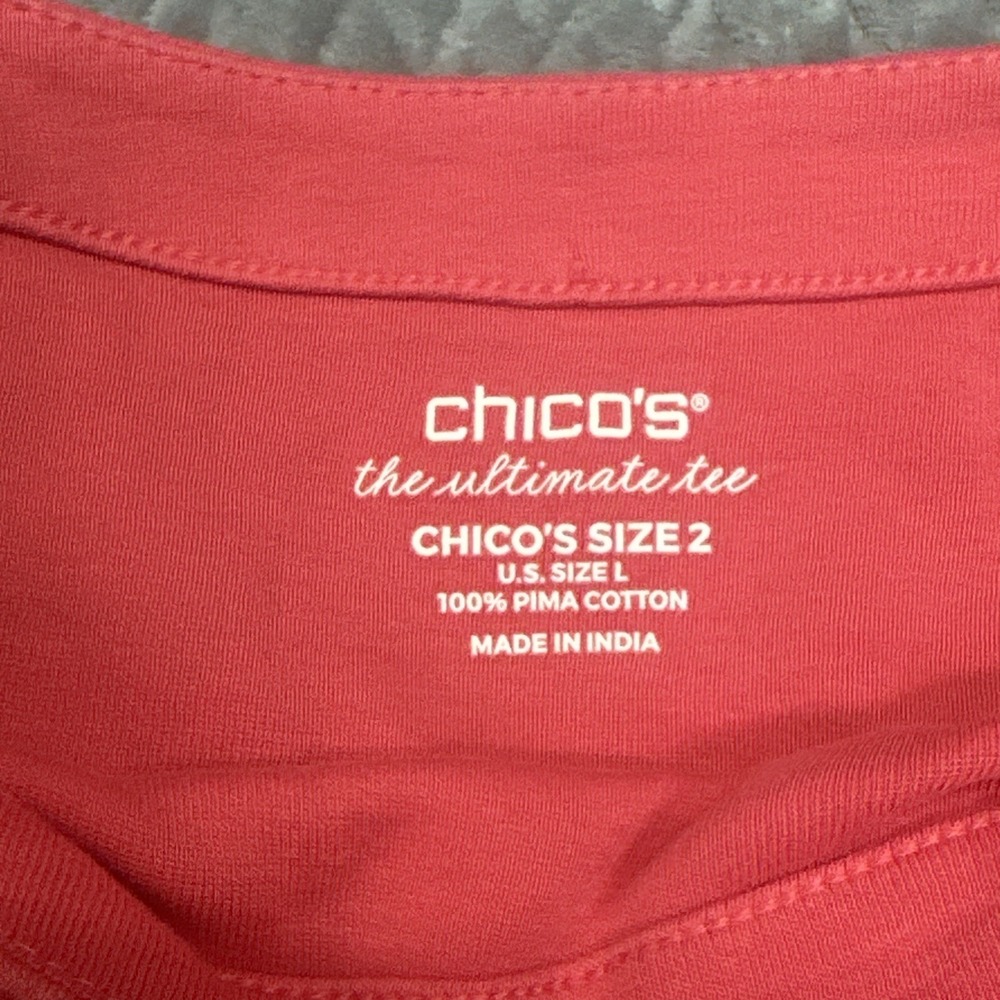 Lot Of 2 Chicos Large Pima Cotton Shirts Basic Closet Staple Lot Top Size 2 - Picture 2 of 9